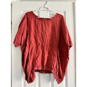 Women's Postiano by Jean Paul Linen Top in Rust One Size